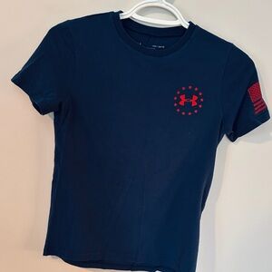 Navy & Red Under Armour Freedom Tee Shirt